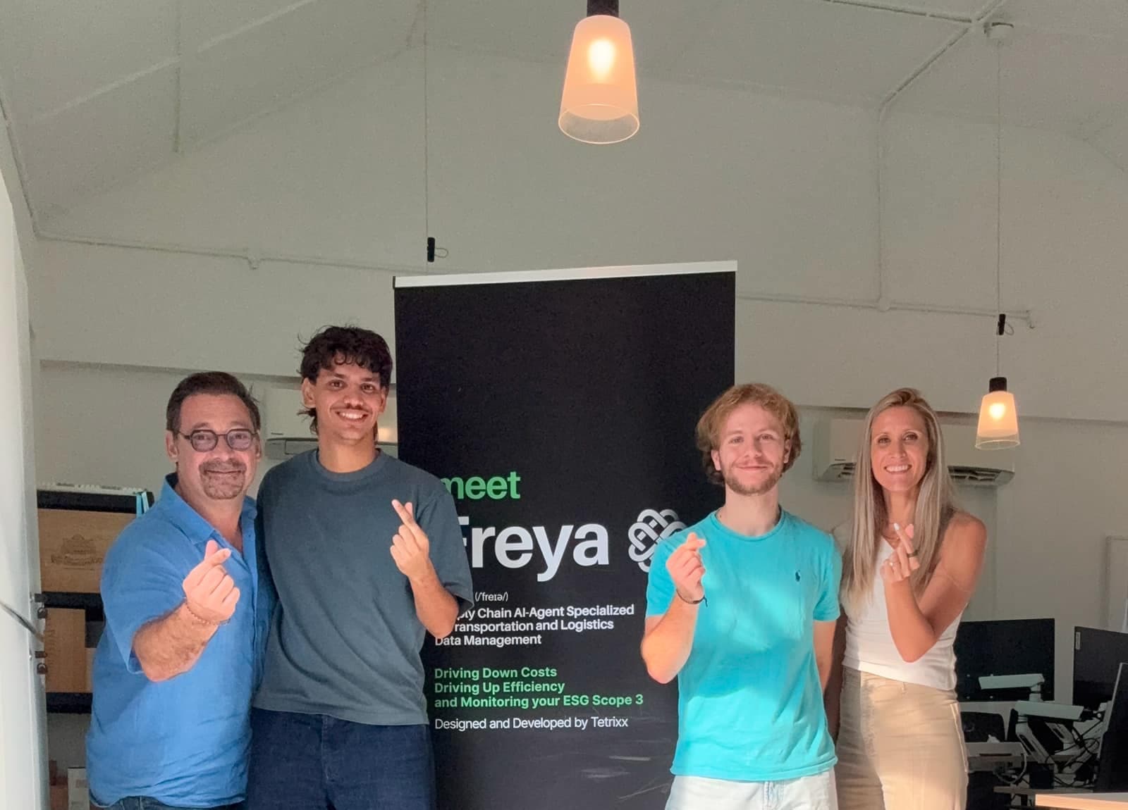 Emilie Annweiler and Arnaud Rastoul with interns from Ecole des Ponts